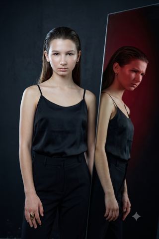 Women's portraits — Duality portrait with a reflection