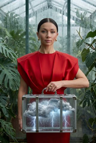 Women's portraits — Surreal storm in a suitcase
