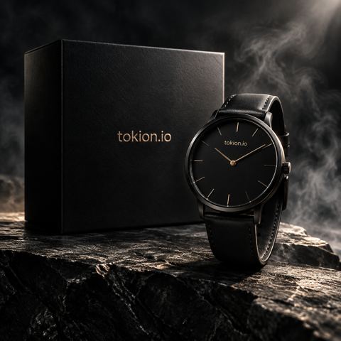 Product & ad photos — Watch in a dark premium scene