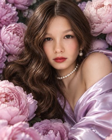 Women's portraits — Gentle portrait with peonies