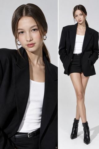 Women's portraits — Business chic in an oversized black blazer