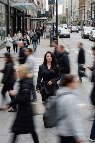 Women's portraits — Amid the city rush