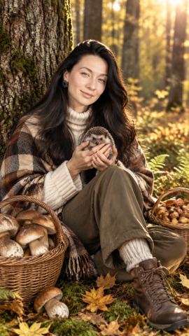 Autumn photos — Cozy forest autumn with a hedgehog