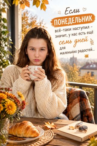 Autumn photos — Cozy autumn morning coffee on the balcony