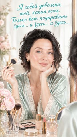 Women's portraits — Morning beauty portrait at the mirror