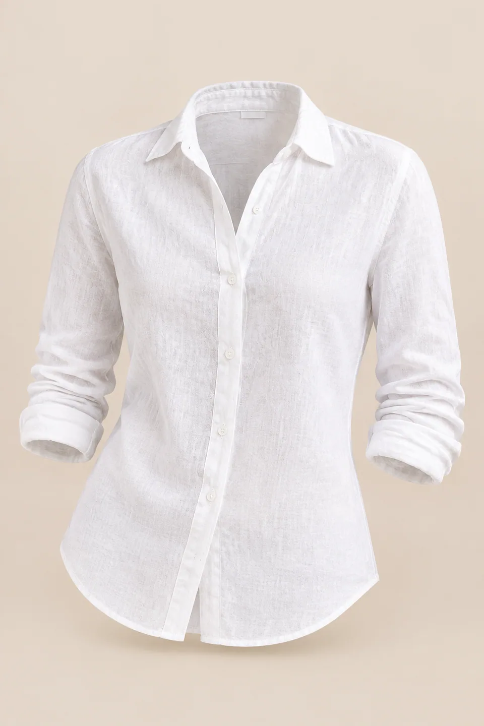 AI result: linen shirt on an invisible mannequin, soft beige background