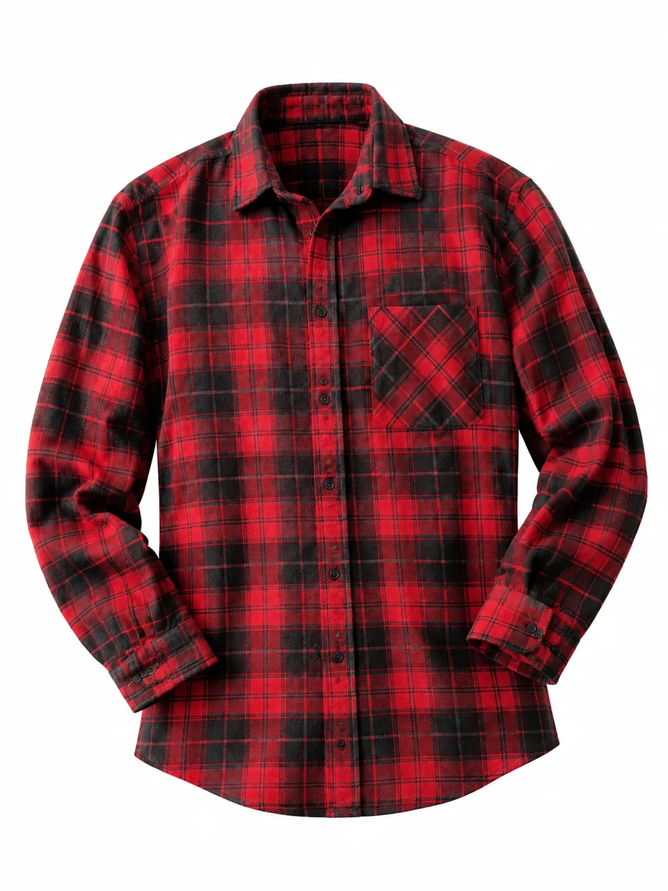 AI result: 3D ghost mannequin flannel shirt on pure white