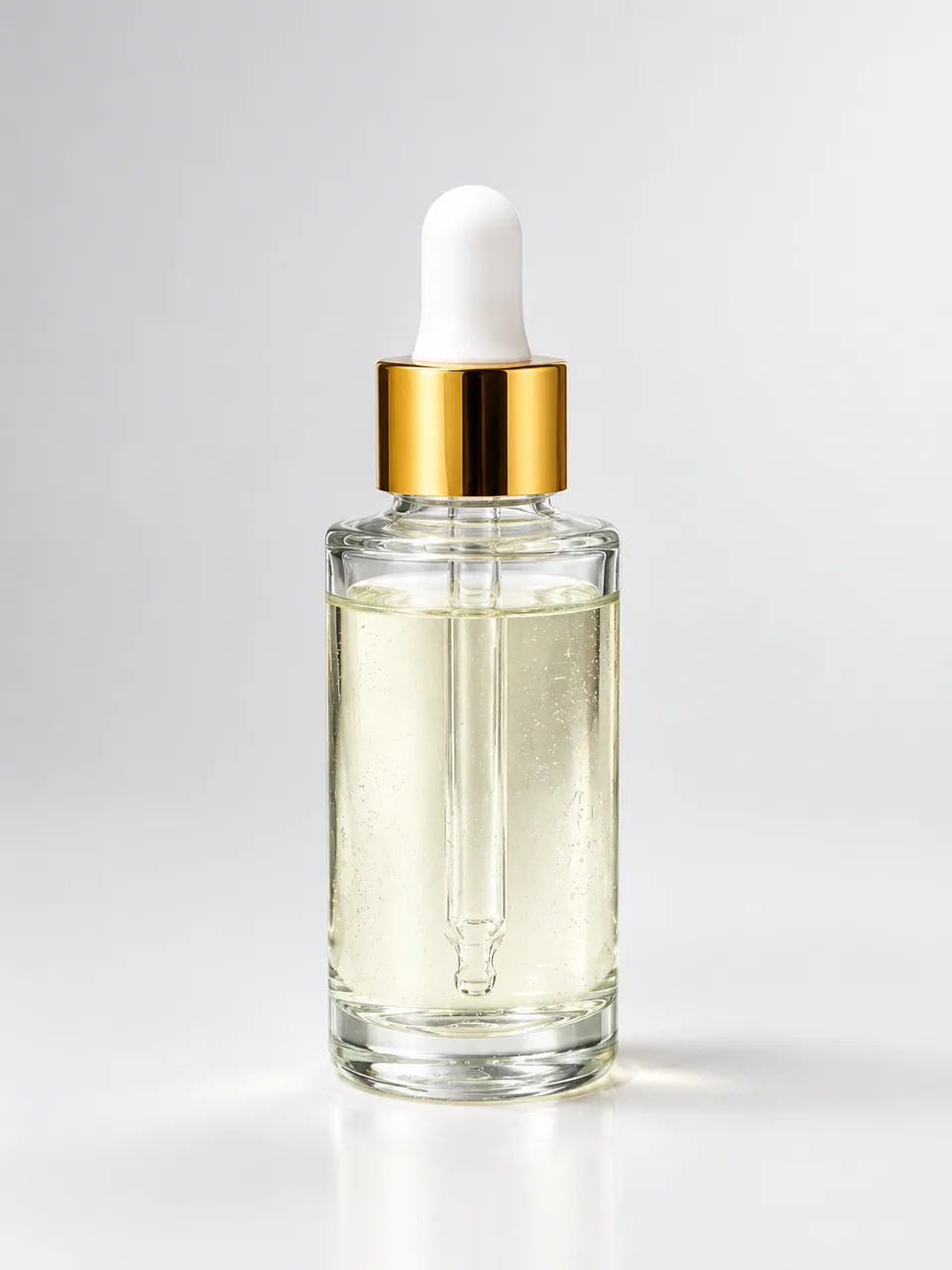 AI result: the same bottle on a seamless backdrop with soft studio light