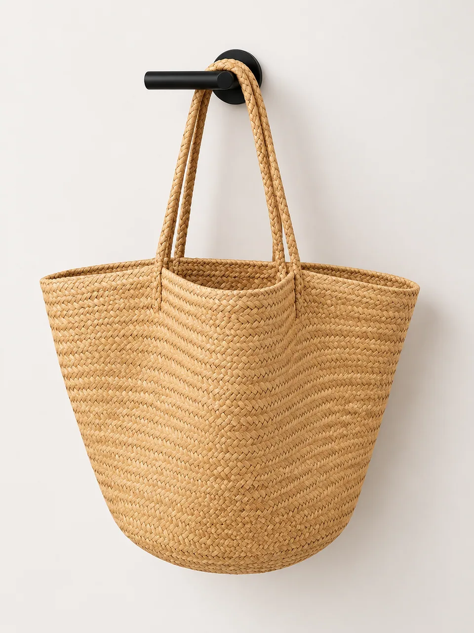 AI result: clean catalog shot of the tote with even light and a soft shadow