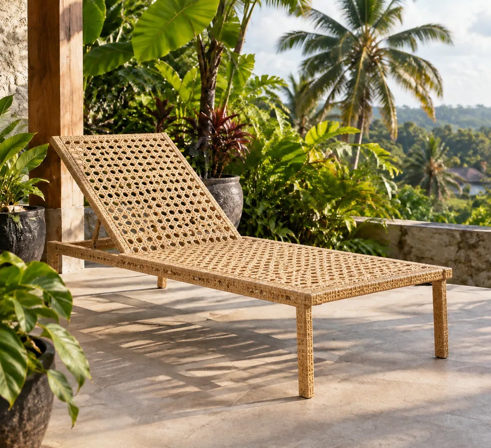 AI result: the same chair rendered in woven natural rattan