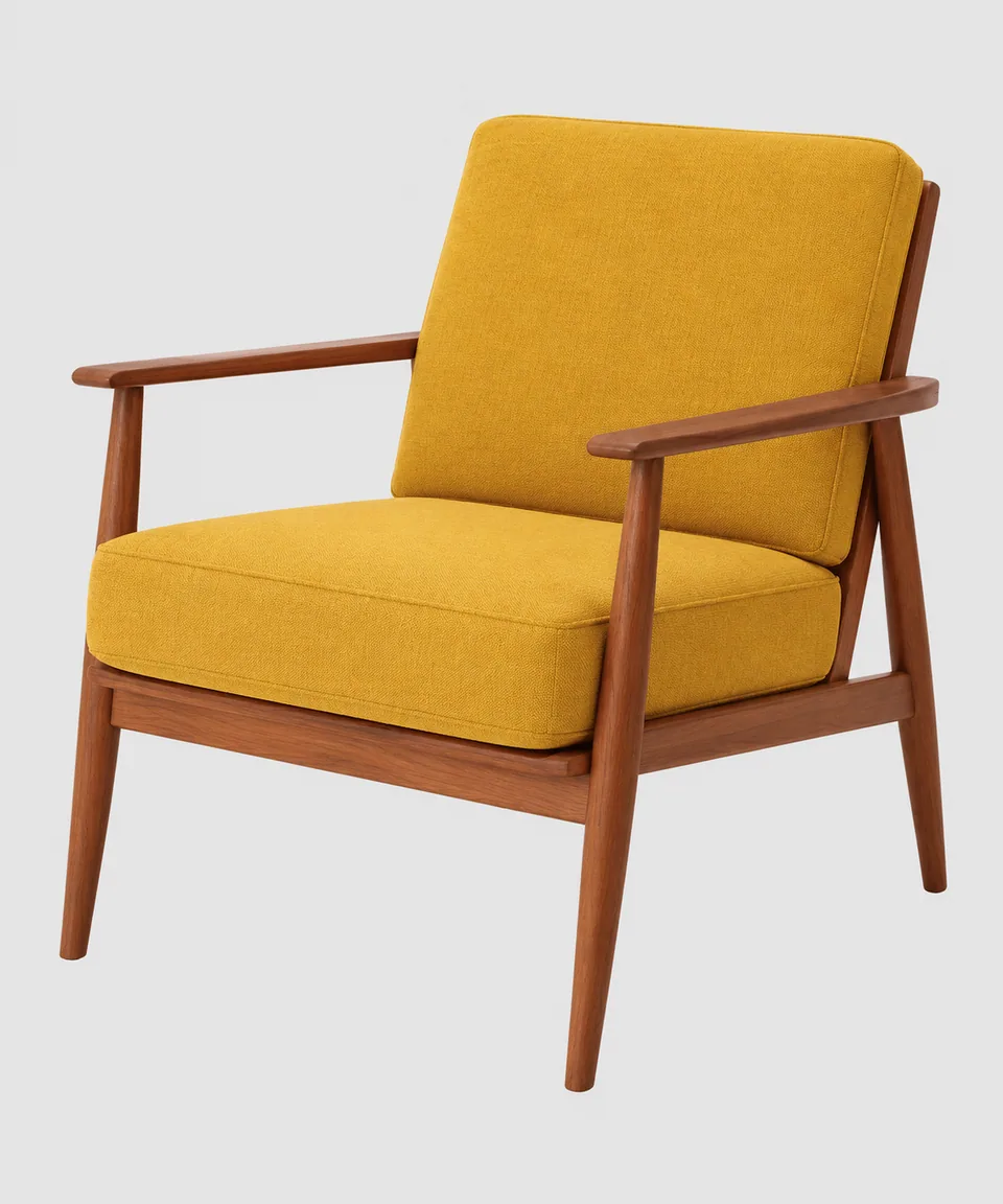 Wooden armchair on grey with no shadow