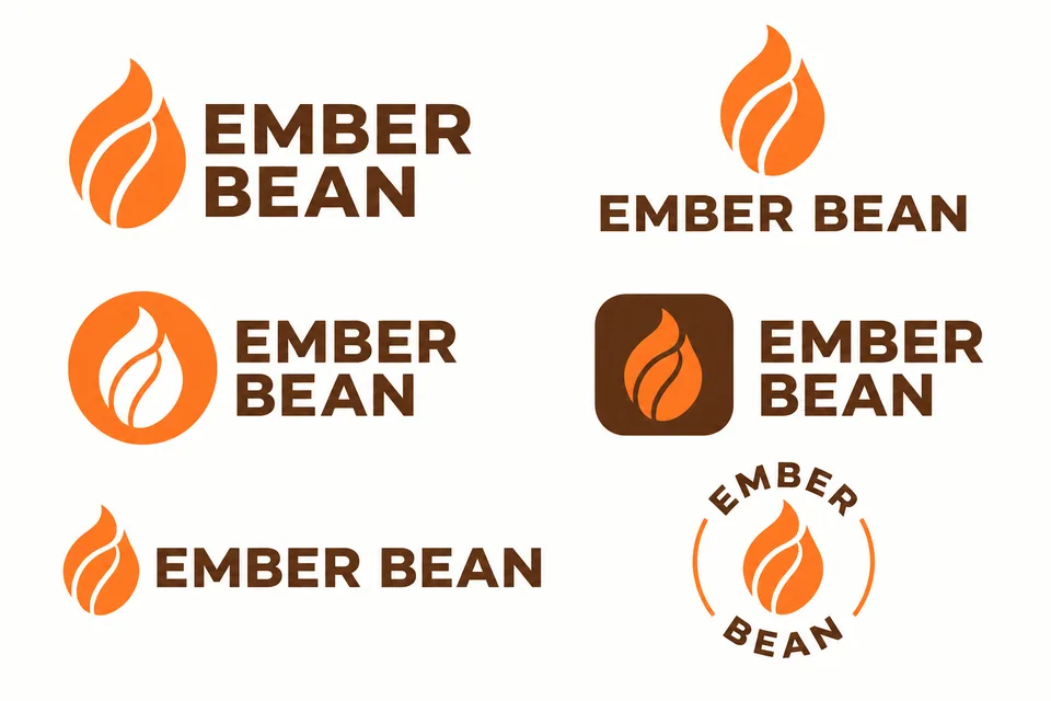 Alternative versions: badge, stacked layout and a monochrome mark