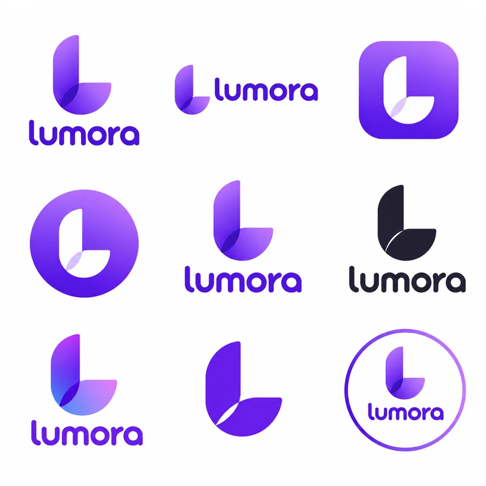 New Lumora variations: app icon, horizontal lockup, new palettes