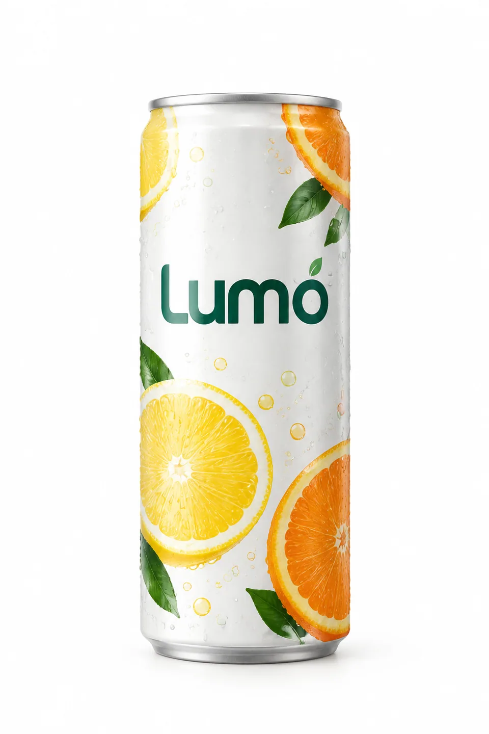 Original photo: 'Lumo' sparkling drink can on white