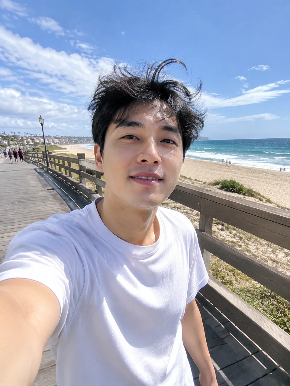 Original: casual beach selfie of a man in a t-shirt