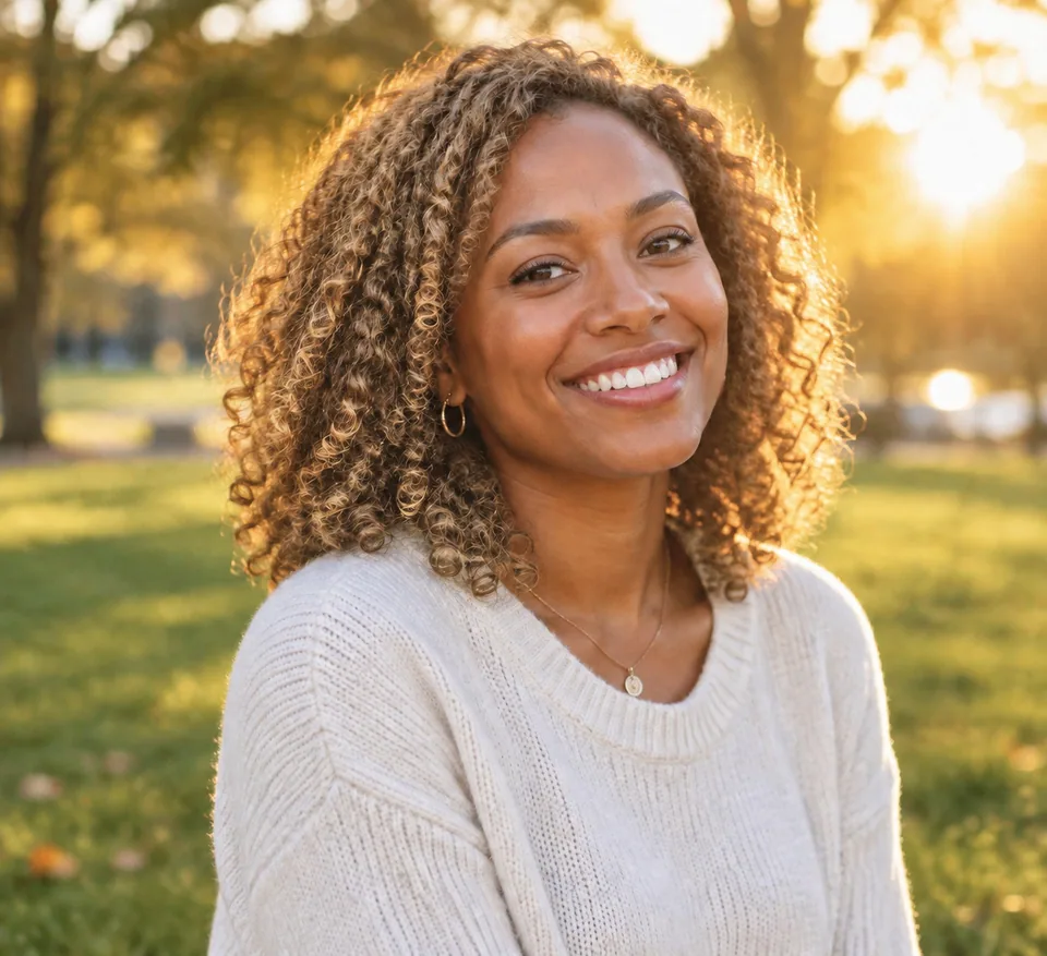 AI result: honey-blonde curls with natural highlights, same curl pattern