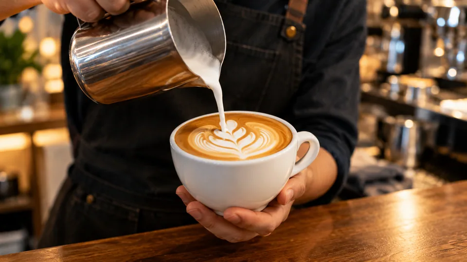 Scene idea: barista pouring latte art (illustration by GPT Image 2.5)