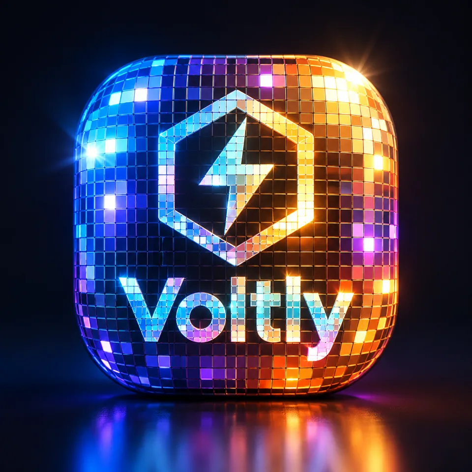 AI result: glossy disco-ball app icon made of mirror tiles