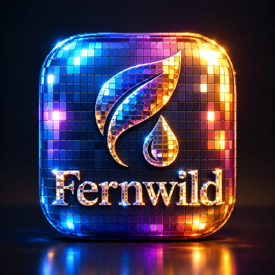 AI result: sparkling disco-ball rounded square icon of the logo